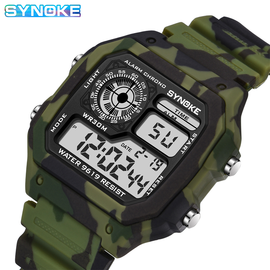 Outdoor Lighting Timer - SYNOKE-Montre numérique militaire étanche pour homme,