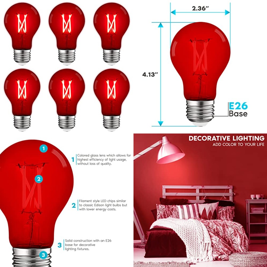 Outdoor Lighting Decoration - Ampoules LED Edison A19, équivalent 4,5W