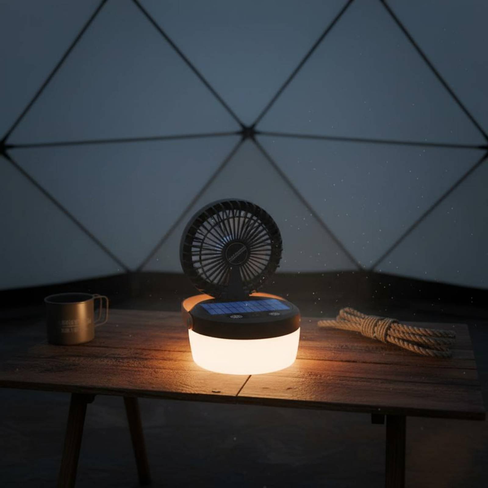 Solar Lantern Hanging - Ventilateur solaire de camping, lanterne pliable,