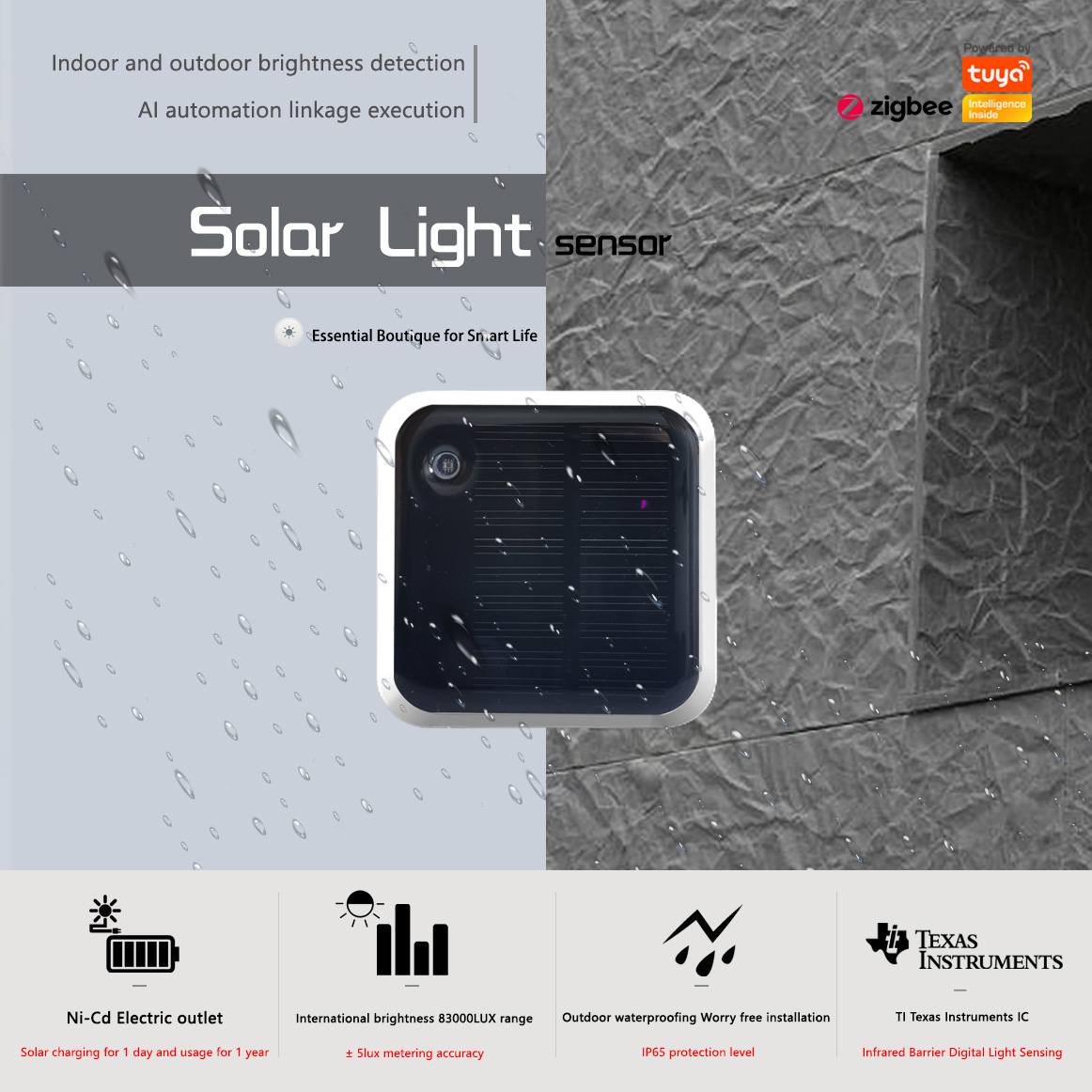 Outdoor Lighting Zigbee - Tuya Zigbee capteur de lumière solaire