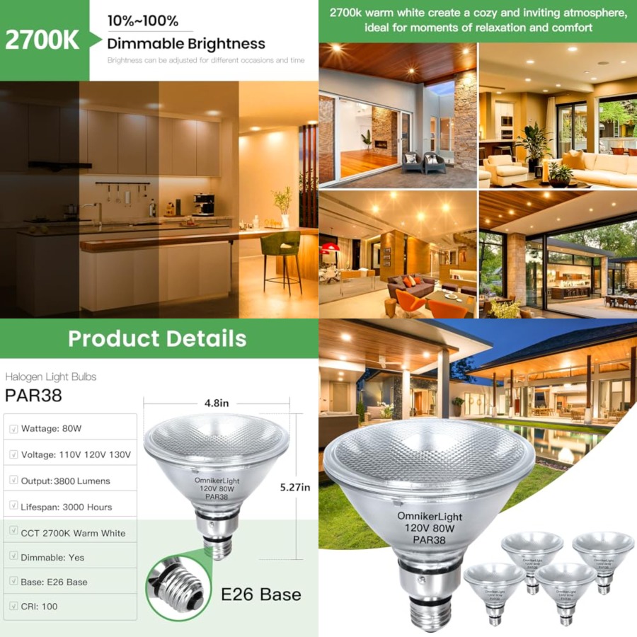 Outdoor Lighting Bulbs - Ampoules PAR38, ampoule halogène 80W 120V