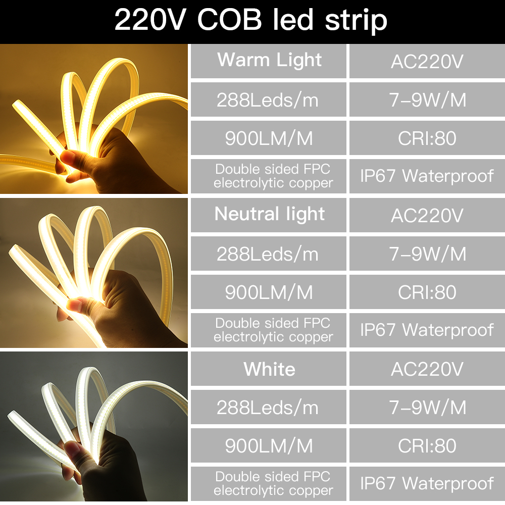 Bande lumineuse LED COB 110V 2 - Outdoor Lighting Led Strip avis et prix