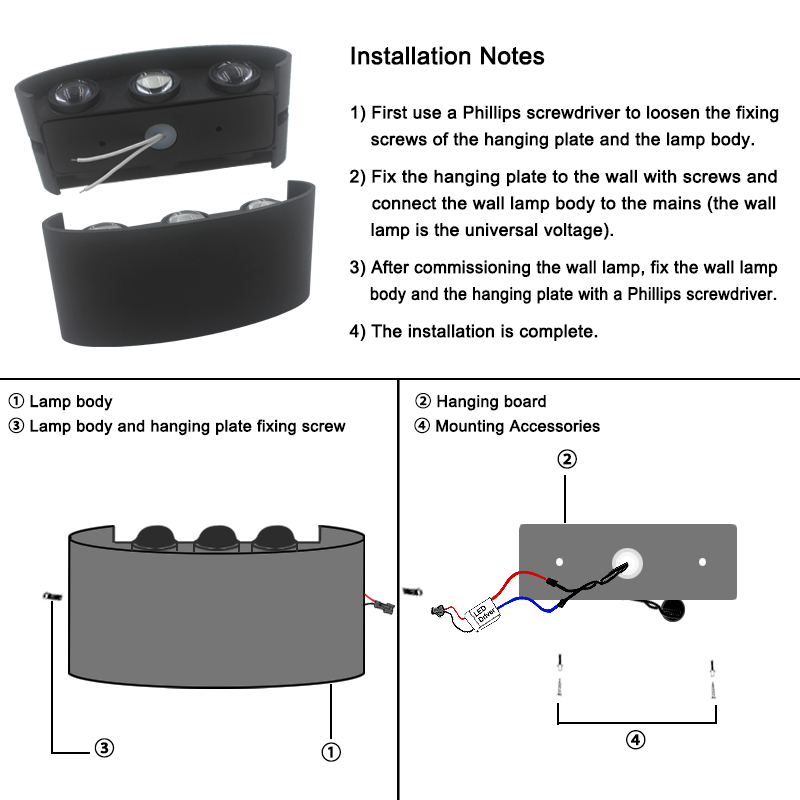 Applique murale LED 2W 4W 6W 8 - Outdoor Lighting Wall Mount avis et prix