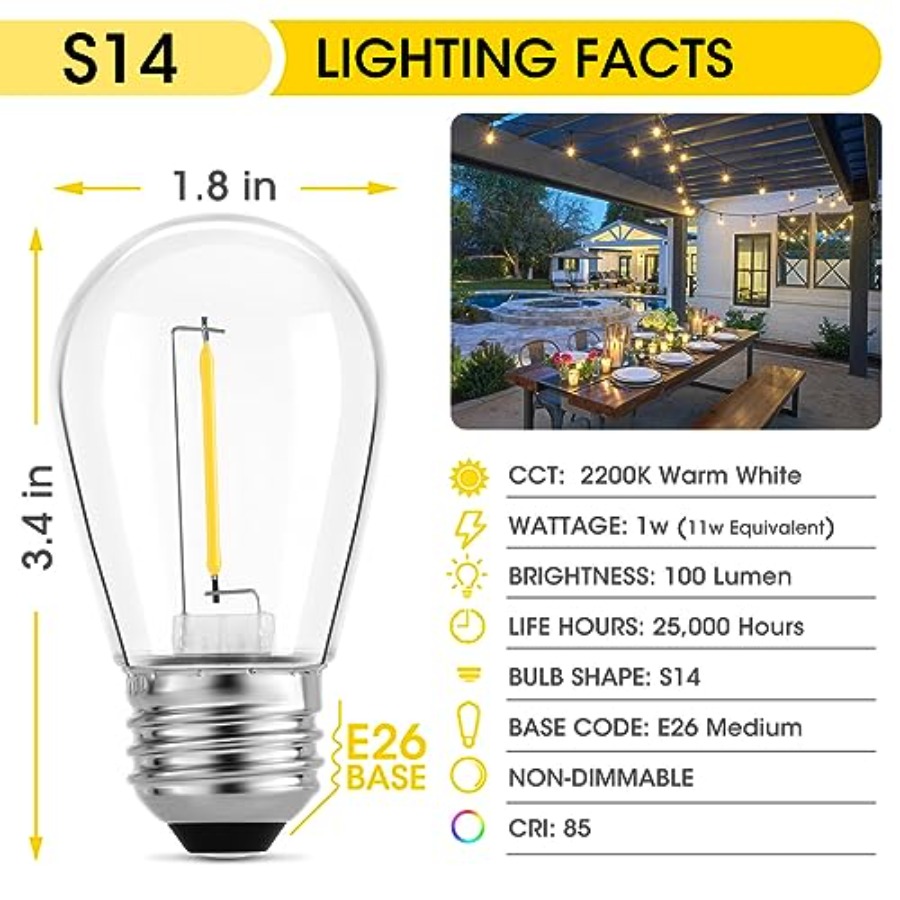 Lot de 36 ampoules LED S14 pou - Outdoor Lighting Bulbs avis et prix